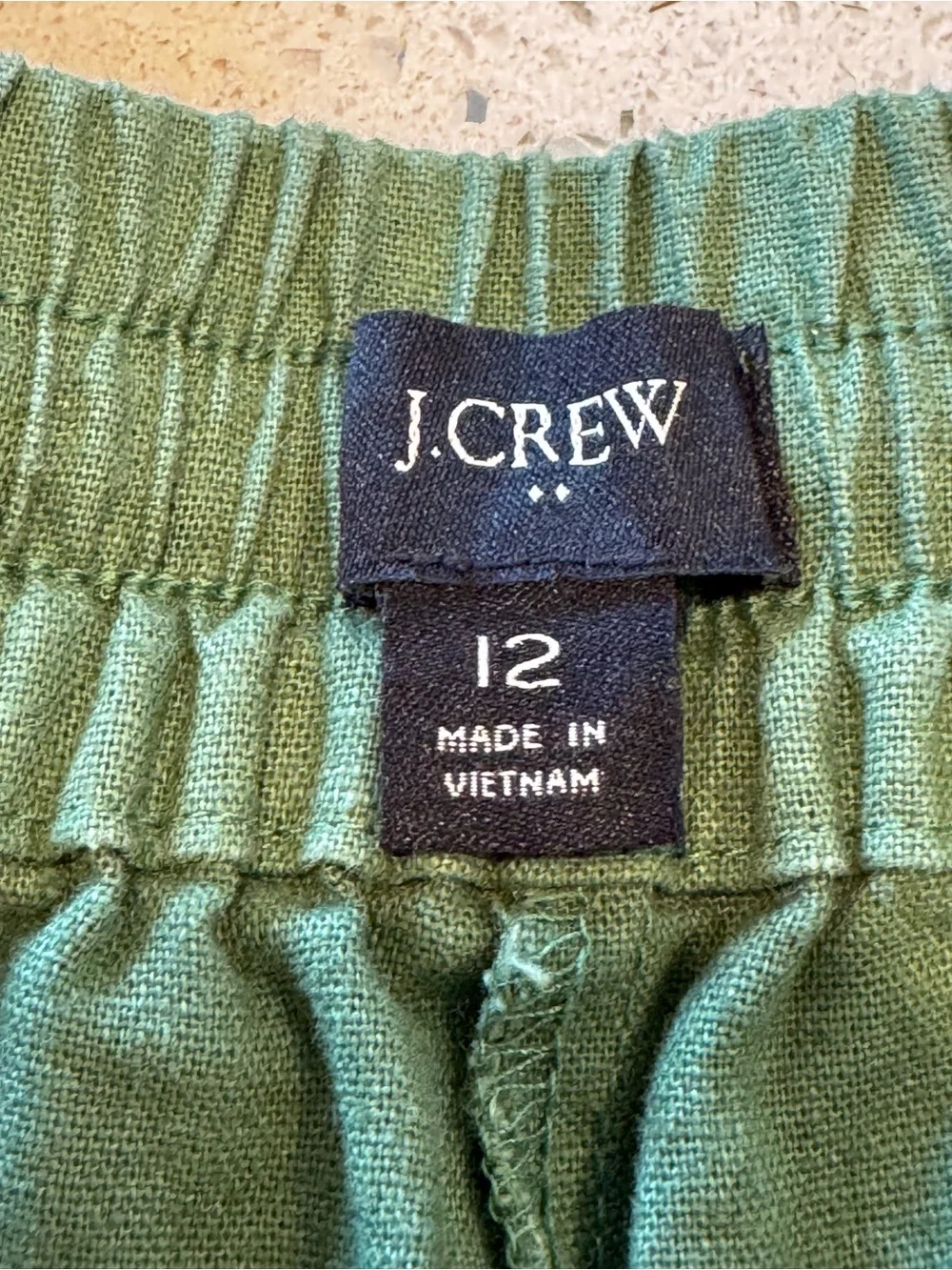 J.Crew Green Linen Blend Drawstring Pull-On Pants Size 12 Casual Coastal Capsule